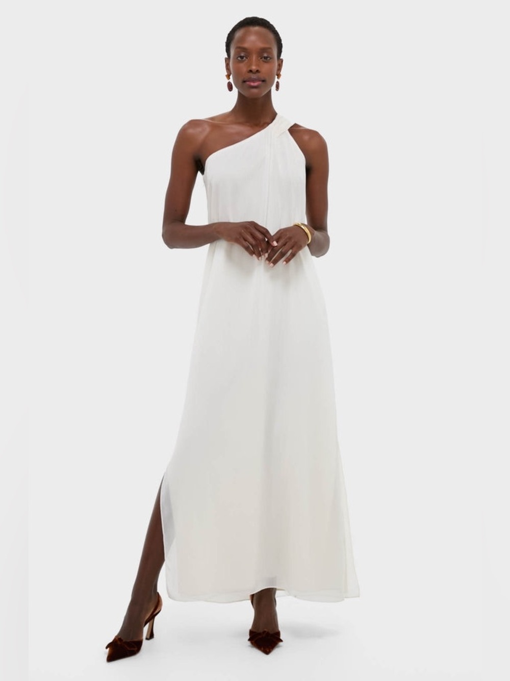 Tuckernuck Pomander Place Ivory Soleil Gown One Shoulder Maxi Dress XS Bridal